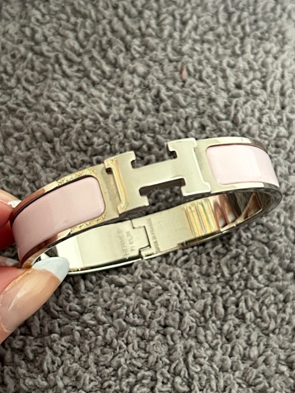 Pink Enamel 'Hermés Clic Clac Bracelet